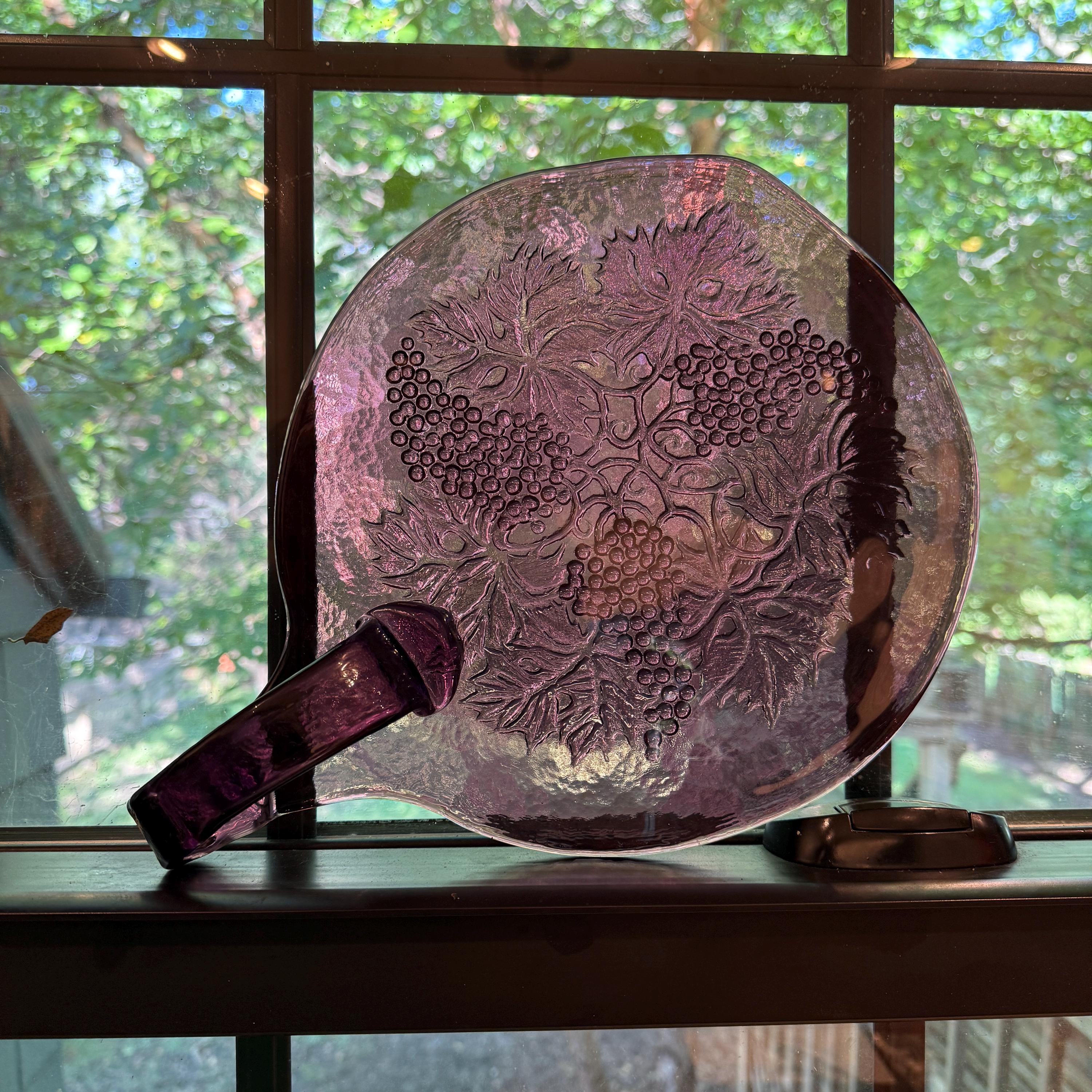 Vintage Blenko Purple Glass Cheese & Crackers / Charcuterie Board