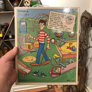 Vintage c. 1991 WHERE&#39;S WALDO? Chipboard Tray Puzzle by Playskool