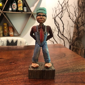 Vintage Hand Carved Wooden Hillbilly Figurine - Vintage Ozarks Mountain Man Figurine - Vintage Hillbilly Decor - Mountain Man Figurine