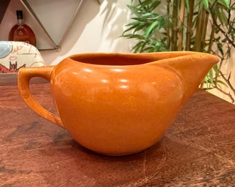 Vintage c. 1939 - 1959 Art Deco Bauer Pottery Muted Orange La Linda Pattern 12 oz. Creamer
