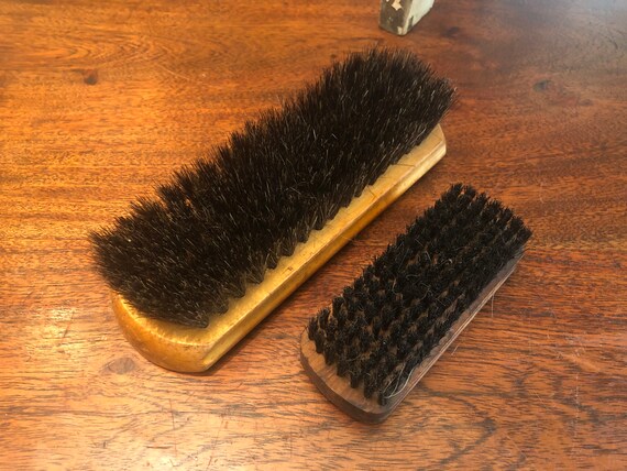 Antique Painted Oak Shoe Shine Kit Box with Horsehair Brush - Antique Shoe Shine Box - Antique Shoe Shine Kit View 4