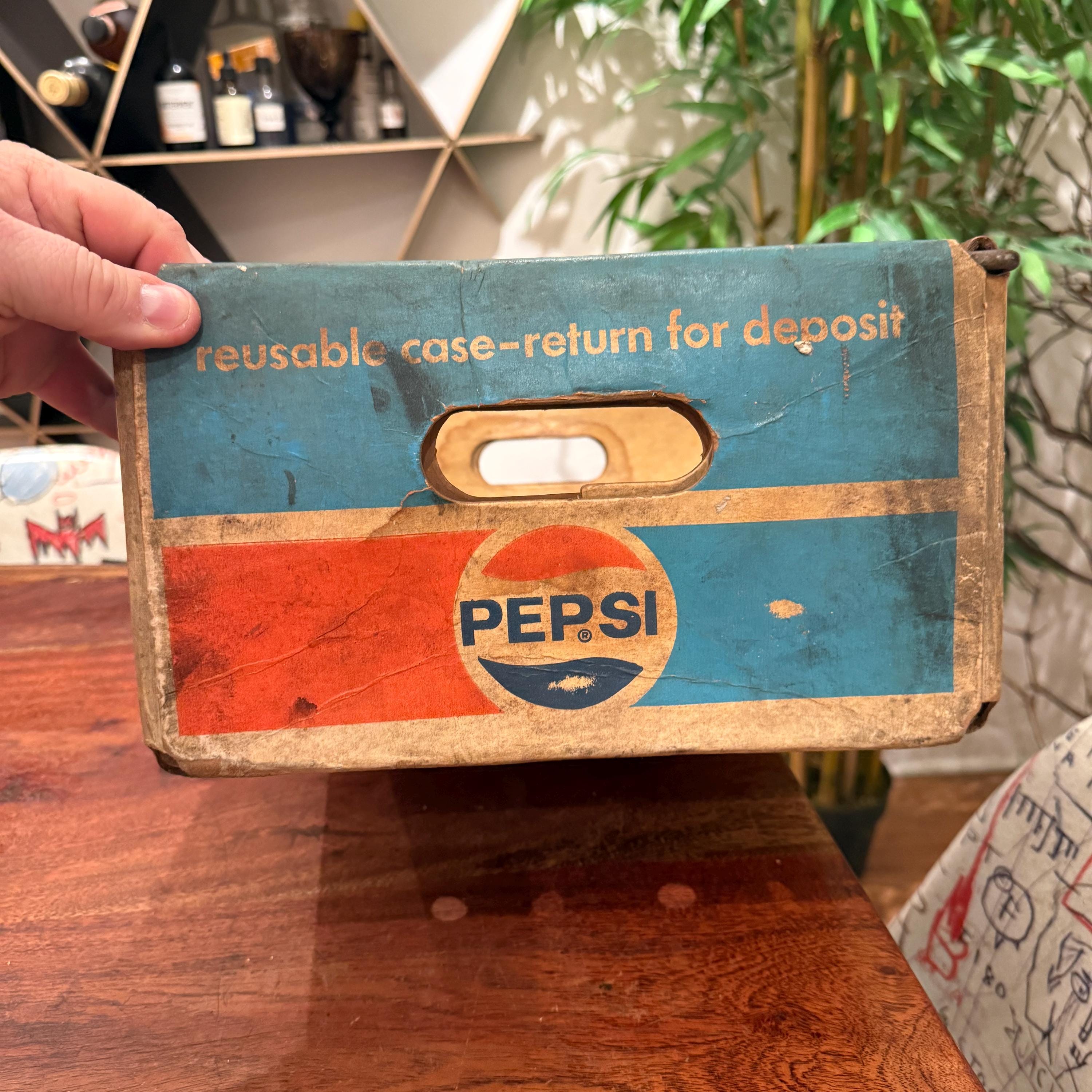Vintage 1972 Pepsi-cola Wax Coated Thick Cardboard Soda Bottle