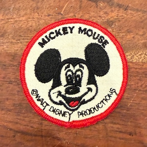 Aplique de costura vintage do Mickey Mouse da Walt Disney Productions, década de 1970