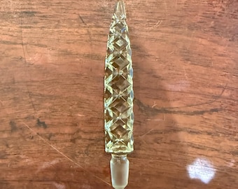 Antique Diamond Cut Clear Glass Perfume Bottle Ground Stopper