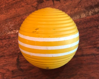 Vintage Yellow Wood Composite Croquet Ball - 3" Diameter - Mid Century Wooden Croquet Ball - Orb Found Object Round Wooden Art Part