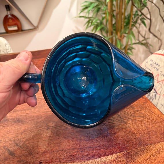 Vintage 1960's Viking Glass Electric Blue Georgian Thumbprint