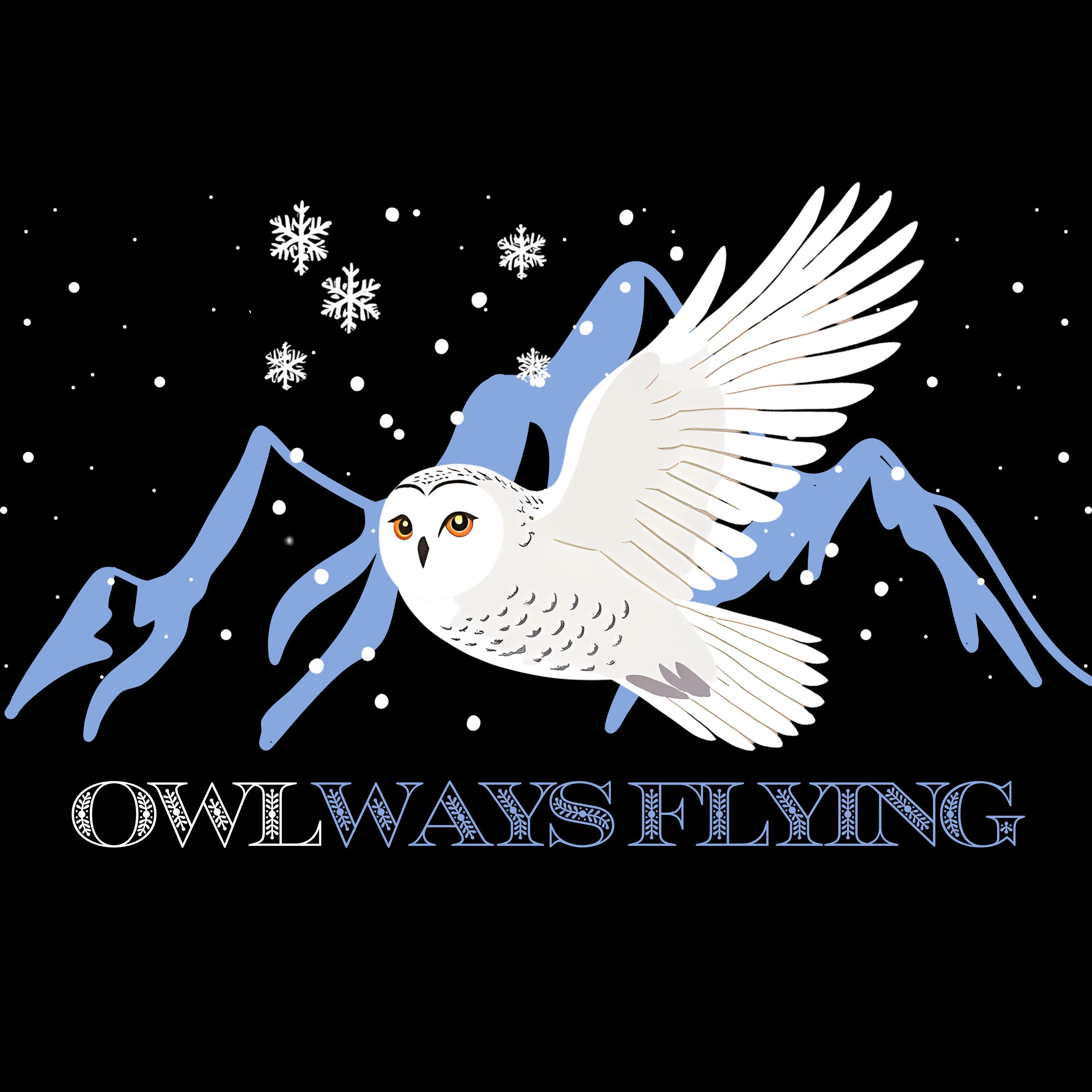 Owlways Flying Snowy Owl Hoodie Winter Snowflake Design Cozy Sweatshirt Bird Lover Gift for Ski Love
