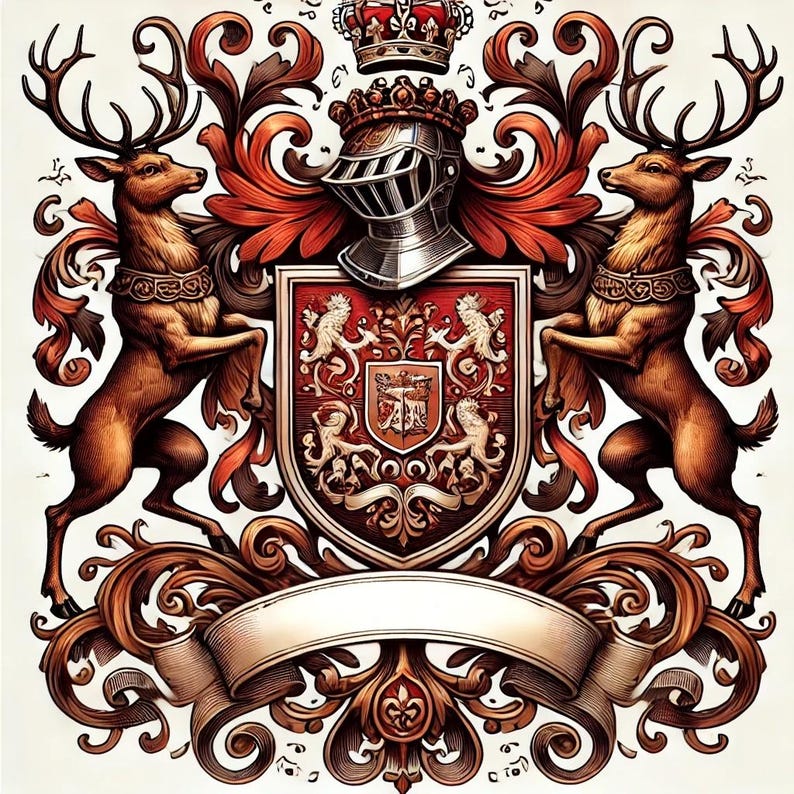 Personalized Family Crest Art, Custom Heraldic Emblem, Unique Coat of ...