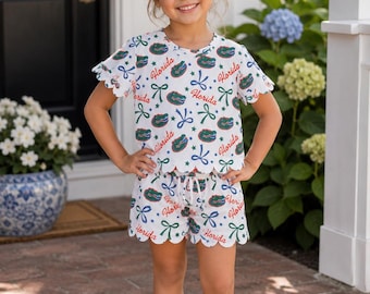 Girls Florida Gators Scalloped Shorts Set