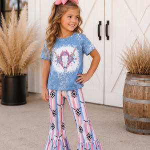 Pink Aztec Bell Bottom Outfit,  Girls Western Flare Set