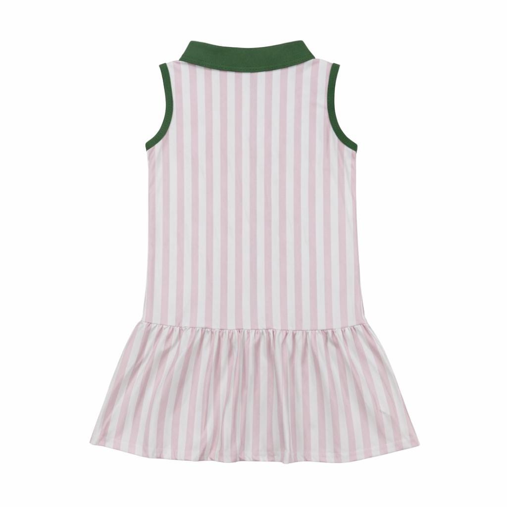 Girls Pink Stripe Masters Inspired Golf Dress, Toddler Preppy Country Club Outfit