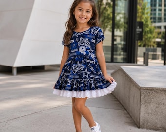 Dallas Cowboys Inspired Girls Dress, Football Game Day Dress
