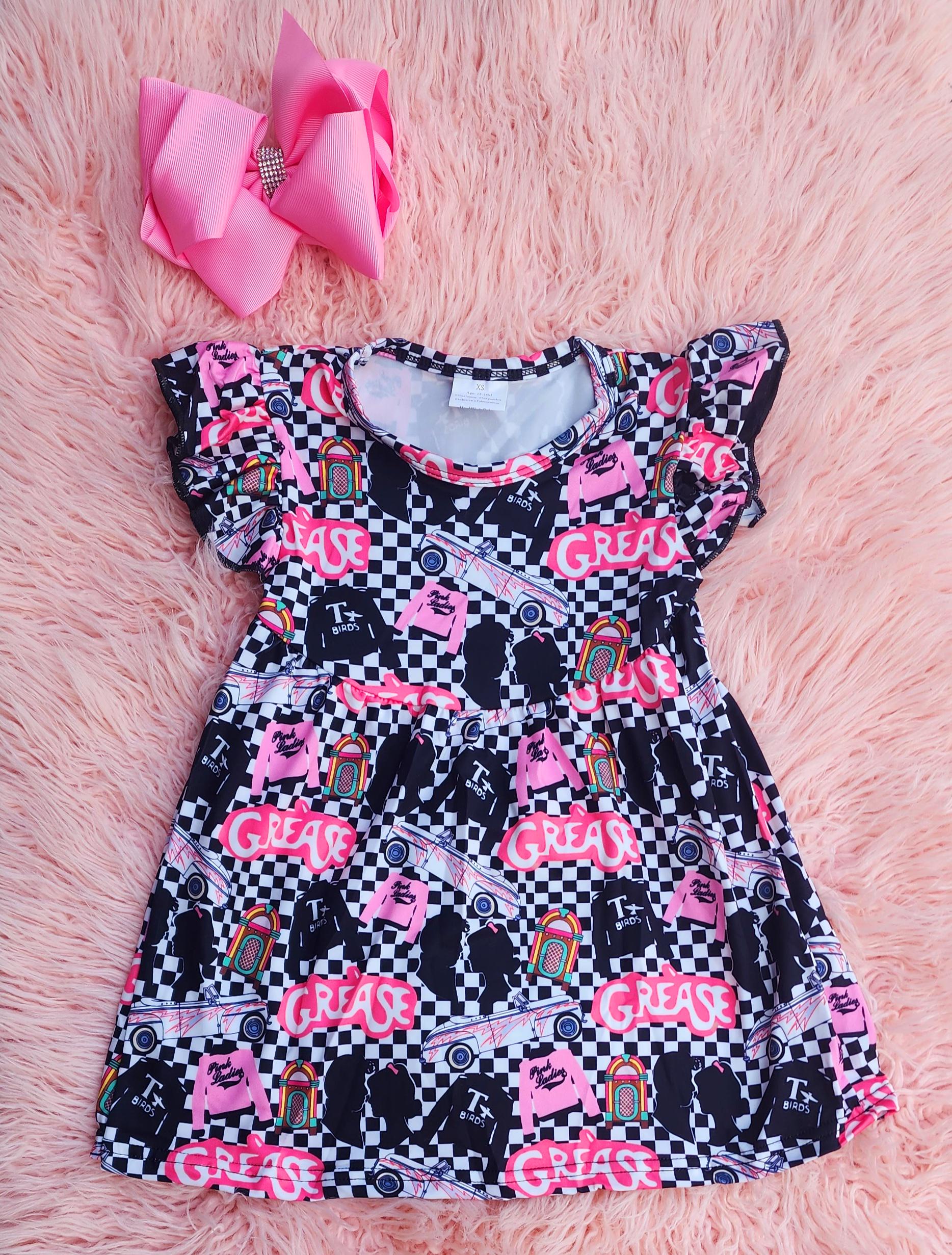 strapless open back dress Child's Grease Pink Ladies Jacket - Licensed Fancy Dress