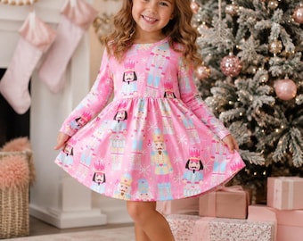 Nutcracker Dress, Girls Pink Christmas Dress