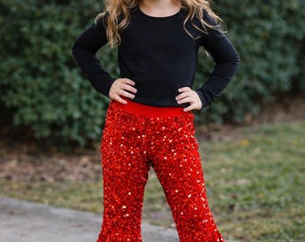 Red Sequin Bell Bottoms