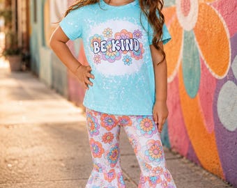 Be Kind Retro Floral Bell Bottom Set, Hippie Girl Outfit