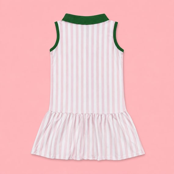 Girls Pink Stripe Masters Inspired Golf Dress, Toddler Preppy Country Club Outfit