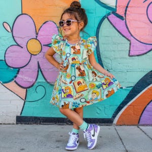 mystery machine mini dress Scooby Doo Mystery Machine Dress, Custom Handmade 3T Vintage Themed Party Dress