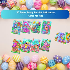 30 OSTERHÄSCHEN Printable Positive Affirmations Karten für Kinder-Frühlings-beschwingte Affirmationen für Kleinkinder