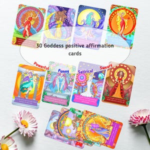 30 lebendige druckbare positive Affirmationskarten für Frauen - Göttin-Themen Positive Affirmationen mit einem Hauch von Humor und Schimpfwörtern