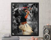 Native American Wall Art with Dancer Framed Print, First Year Paper Anniversary Gift for Husband Boyfriend, First Nation Art Poster