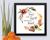 Framed Verse Wall Décor, Trust in the Lord, Art for Motivation, Inspirational Womens Gift for Mom Aunt Grandmother, Bible Scripture Art
