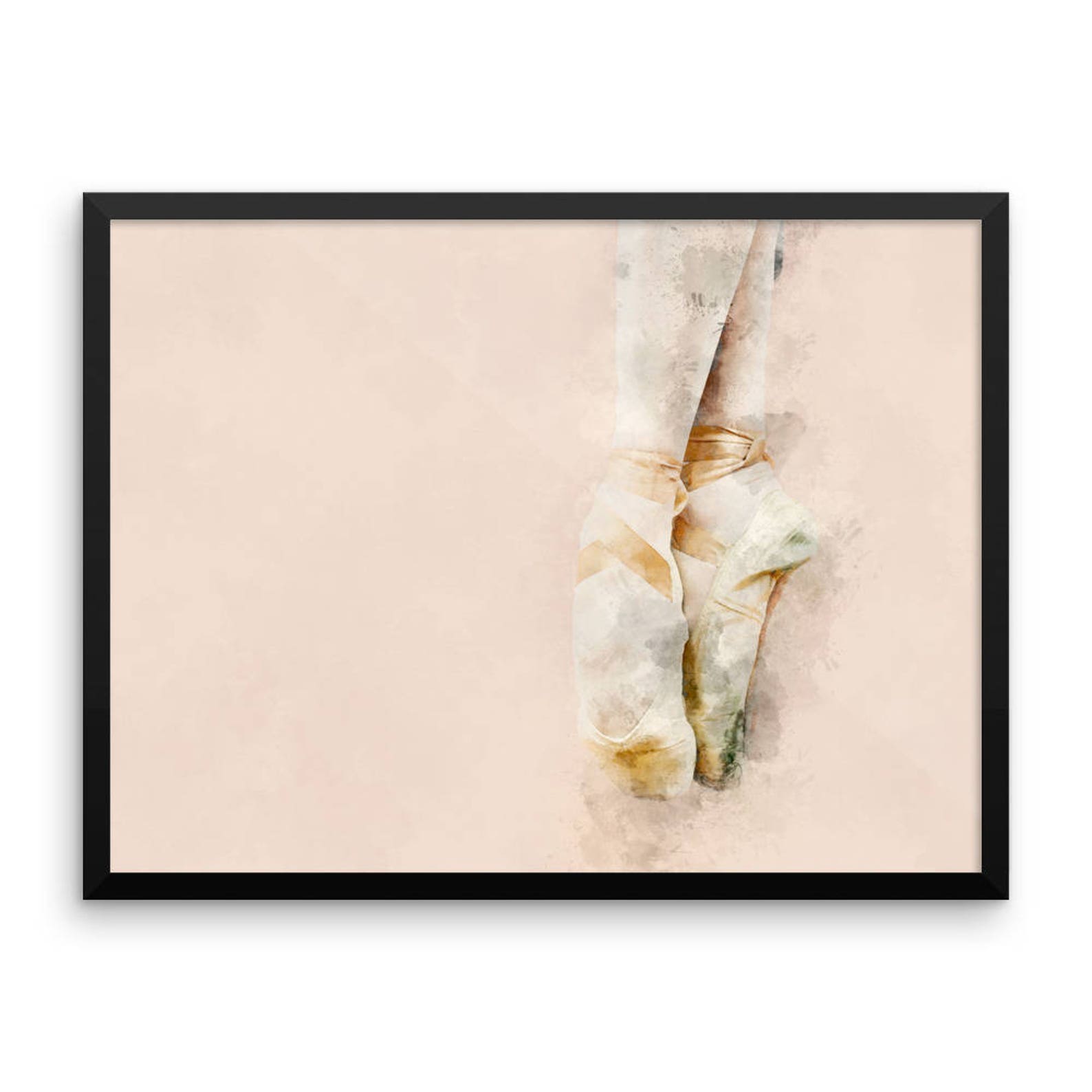 framed art, pink ballet shoes, art for baby girl nursery, birthday gift for dancer dance coach, romantic watercolor picture framed art, pink ballet shoes, art for baby girl nursery, birthday gift for dancer dance coach, romantic watercolor picture