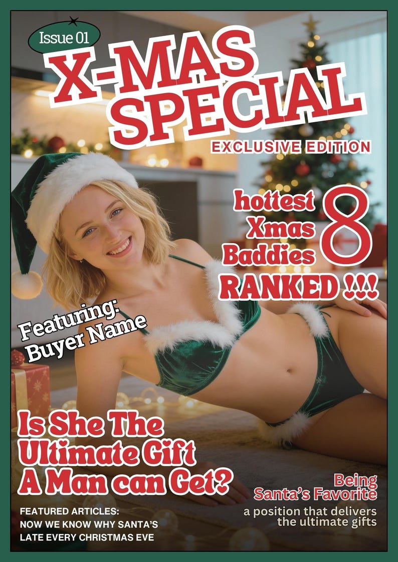 Personalized Solo Christmas Ai Photoshoot + Magazine cover – 5 Custom HD Printable Pics + Poster | Adult Funny Prank Gift | Ultra Real Gen8 image 4