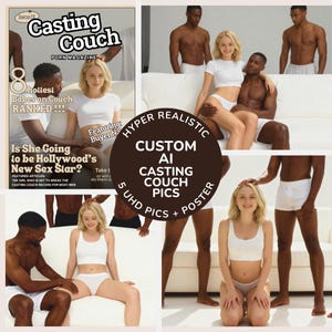 Custom Casting Couch Ai Photo Pack + Magazine Cover – 5 Ultra-Realistic HD Printable Pics + Cover | Prank, Adult Gift | Gen8 Hyper Realism