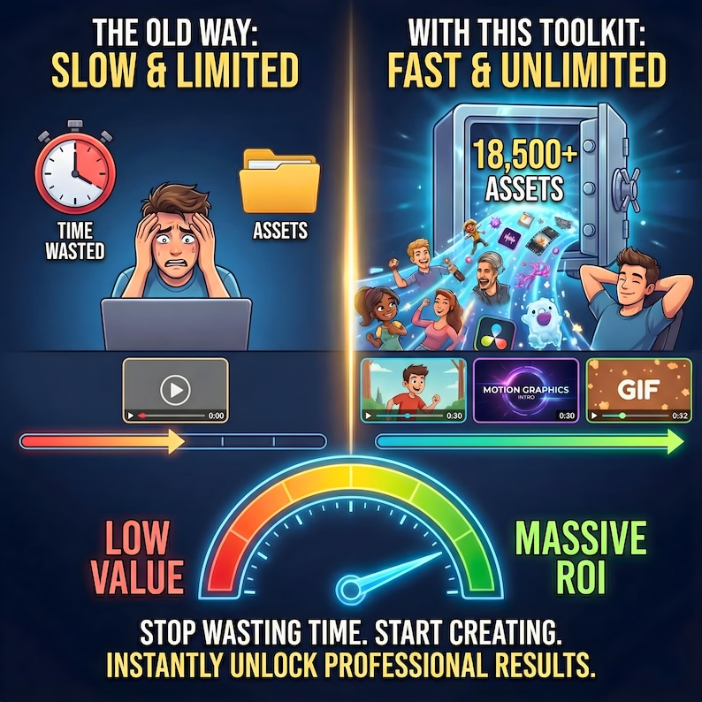 18.500+ Character Design Animation Toolkit, After Effects Vorlagen, Bewegungsgrafikpaket, Videobearbeitungs-Assets, Animiertes GIF-Bundle Bild 9