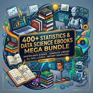 Más de 400 libros electrónicos de estadística / Paquete de ciencia de datos y libro de texto de matemáticas / Estadística empresarial, libro de probabilidad, aprende análisis de datos (descarga digital)