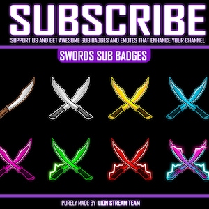 Swords Sub Badges for Twitch, Kick, Discord, and YouTube