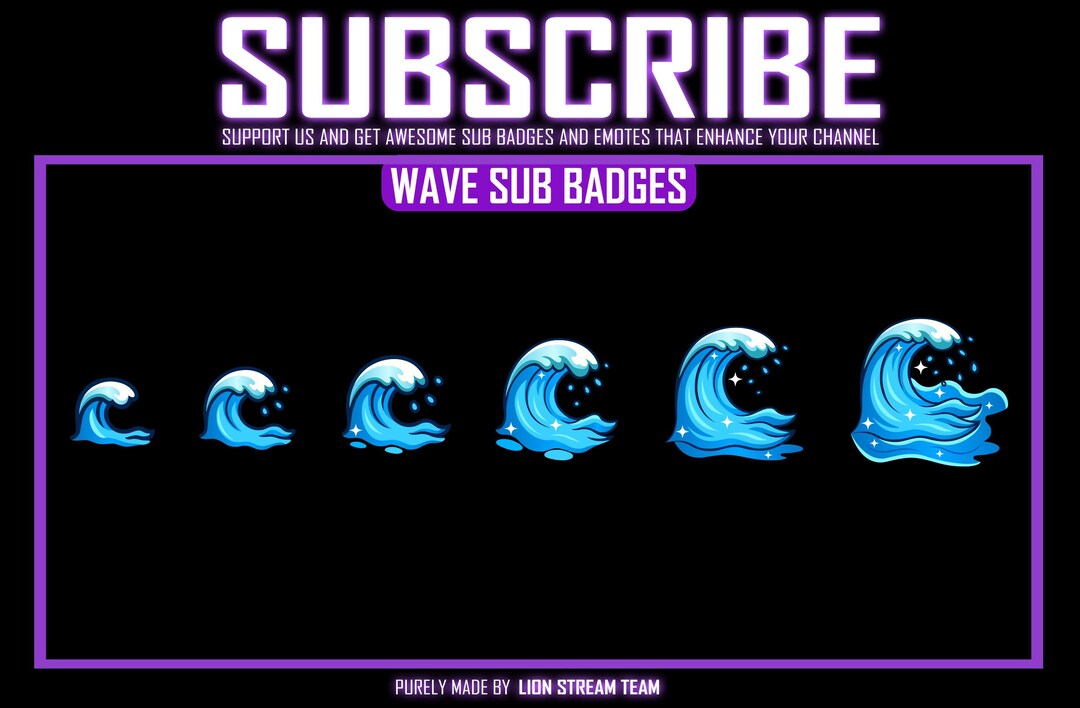 Wave Sub Badges for Twitch, Kick, Discord, and Youtube/ Water Emotes ...