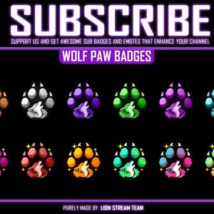 Wolf Pfoten Buttons für Twitch, Kick, Discord und YouTube