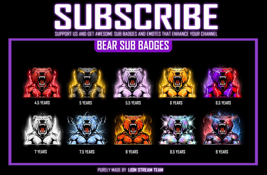 Good Sub Bear Twitch Sub Badges: Angry-bear Twitch/kick/youtube/discord Role ...