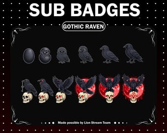 Crow/Raven Twitch Sub Badges / Gothic Kick, Discord, and YouTube Badges