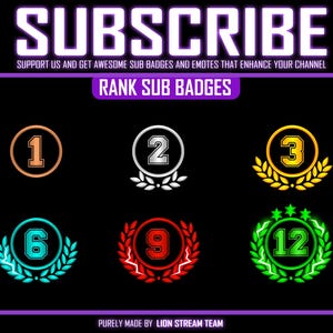 Numbers Twitch Sub Badges: Rank Series Bit Badges