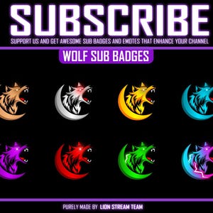 Badges secondaires Wolf Twitch : émoticônes hurlantes et en colère