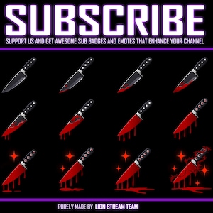 Bloody Knife Sub Badges for Twitch, Kick, Discord, and YouTube