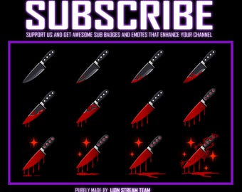 Bloody Knife Sub Badges for Twitch, Kick, Discord, and YouTube