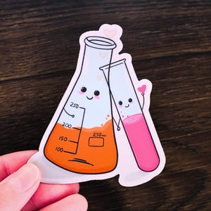 Cute Science Sticker, Chemistry, Vinyl, STEM, Laptop/Water Bottle Decal, Biology, Gifts for Students, Microbiology, Scientist, Flask, Tube