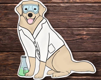 Science Dog Stickers Labrador Retriever, Cute Science Sticker, Dog, Vinyl, STEM, Laptop ...