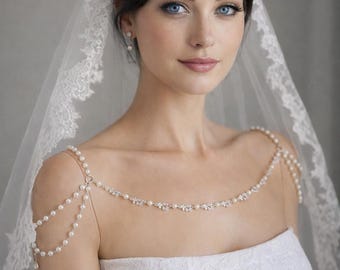 Stylish Silver Bridal Shoulder Nacklace-Art Deco Jewelry-Luxurious Bridal Body Necklace-Wedding Gift-Unique Necklace-Free Shipping