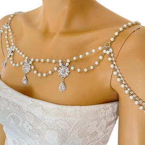 Handgemaakte bruids schouder sieraden ketting-art-deco sieraden-luxe bruids lichaam ketting-huwelijkscadeau-unieke ketting-bruidsmeisjes cadeau