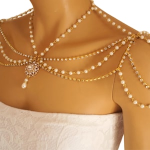 Stylish Swarovski Crystal Art Deco Bridal Shoulder Necklace-Bridal Body Necklace-Wedding Gift-Unique Necklace-Bridesmaids Gift-Free Shipping