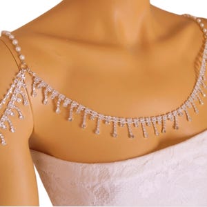 Stijlvolle zilveren bruids schouderketting kettingketting-art-deco sieraden-luxe bruids lichaam ketting-huwelijkscadeau-unieke ketting-bruiloft sieraden