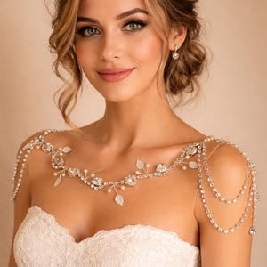 Luxurious Bridal Shoulder Wine Necklace-Art Deco-Stylish Bridal Body Necklace-Wedding Gift-Unique Necklace-Bridesmaids Gift-Free Shipping