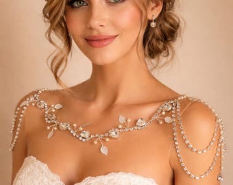 Luxurious Bridal Shoulder Wine Necklace-Art Deco-Stylish Bridal Body Necklace-Wedding Gift-Unique Necklace-Bridesmaids Gift-Free Shipping