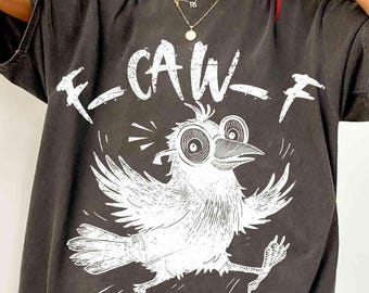F-Caw-F PNG Funny Raven Bird Clipart Gothic Crow Humor Design Halloween Digital Download Spooky Sarcastic Sublimation PNG for Shirt or Mug