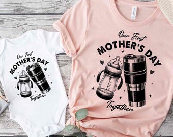 First Mothers Day Shirt PNG | Our First Mothers Day Design | New Mommy Matching Outfit | Mom and Baby PNG | Girl or Boy Mom Tee Sublimation